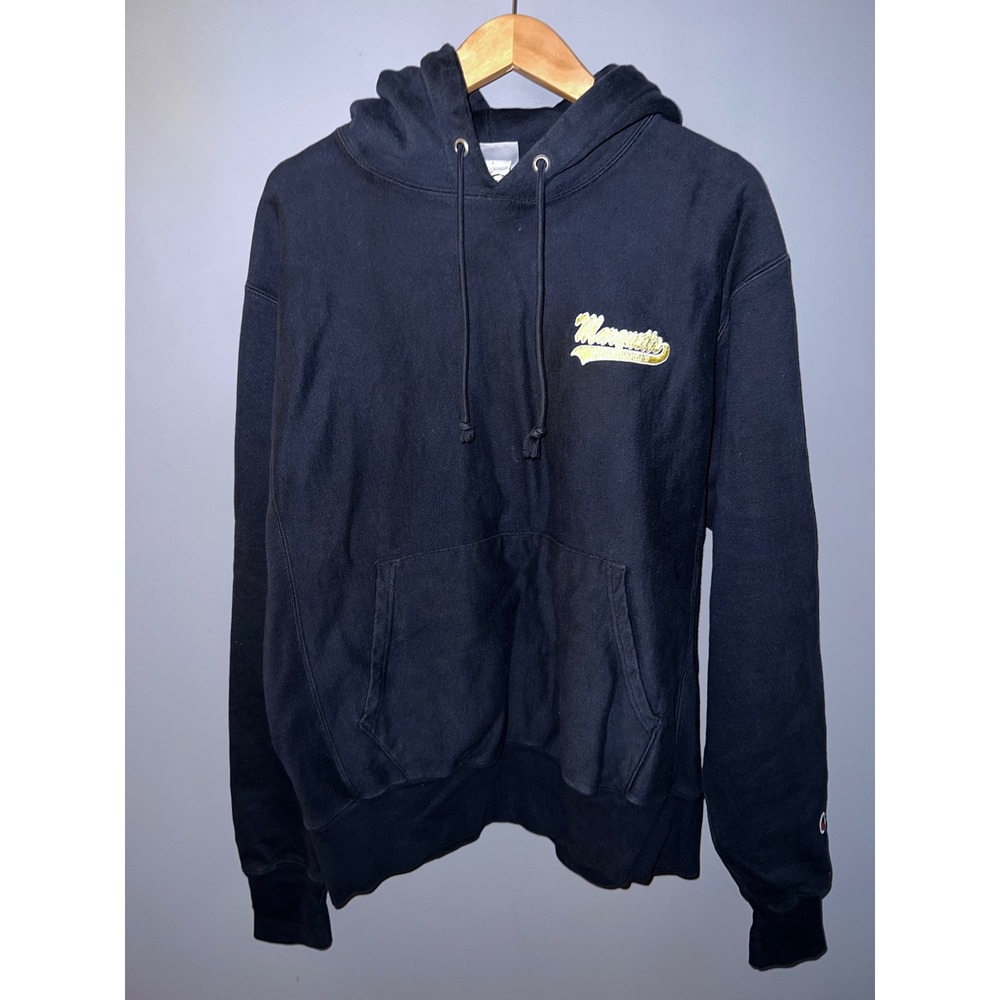 Champion Reverse Weave Hoodie Mens Medium Navy Marquette Hilltoppers Sweatshirt